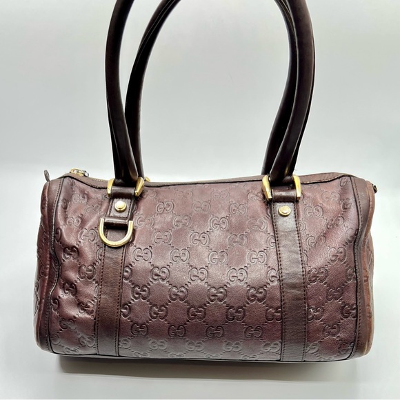 ❌❌SOLD❌❌ Gucci Dark Brown Embossed Leather Guccissima Abbey Boston Bag - Picture 13 of 15